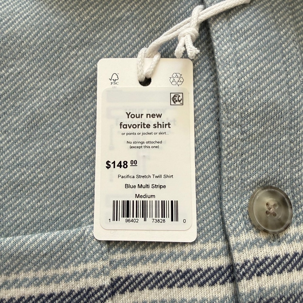 Marine Layer Pacifica Stretch Twill Shirt Mens Medium Blue Multi Stripe NWT - Picture 4 of 9